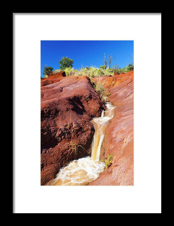 Scenics Framed Print featuring the photograph Red Dirt River, Kauai #2 by Michaelutech
