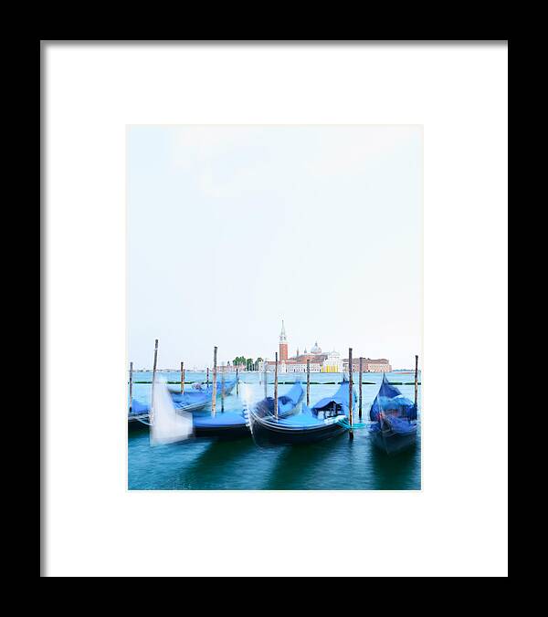 Landscape Framed Print featuring the photograph Row Of Gondolas Parked On City Pier #2 by Ivan Kmit