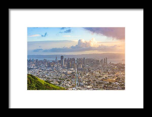 Landscape Framed Print featuring the photograph San Francisco, California, Usa Downtown #2 by Sean Pavone