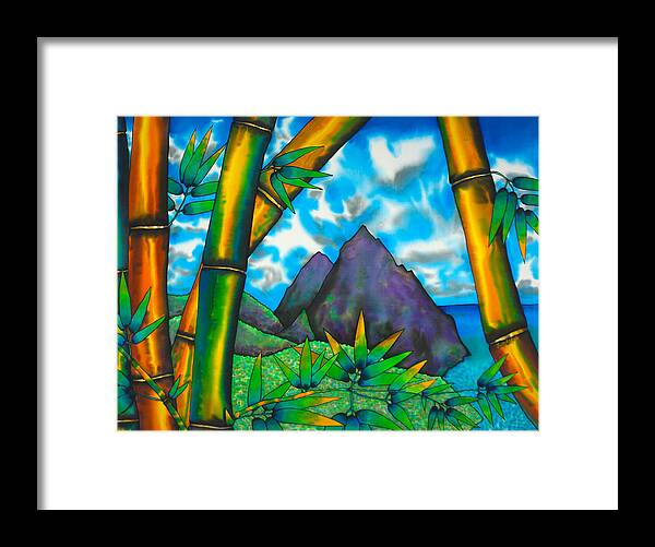 Pitons Framed Print featuring the painting St. Lucia Pitons #3 by Daniel Jean-Baptiste