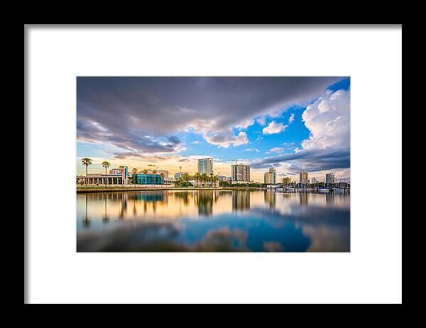 Landscape Framed Print featuring the photograph St. Petersburg, Florida, Usa Skyline #2 by Sean Pavone