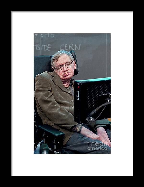 Stephen Hawking Framed Print featuring the photograph Stephen Hawking Lecturing At Cern In 2009 #2 by Cern/science Photo Library