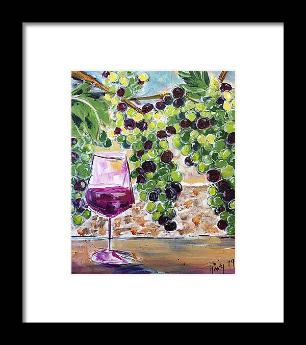 Wine Framed Print featuring the painting Summer Grapes by Roxy Rich
