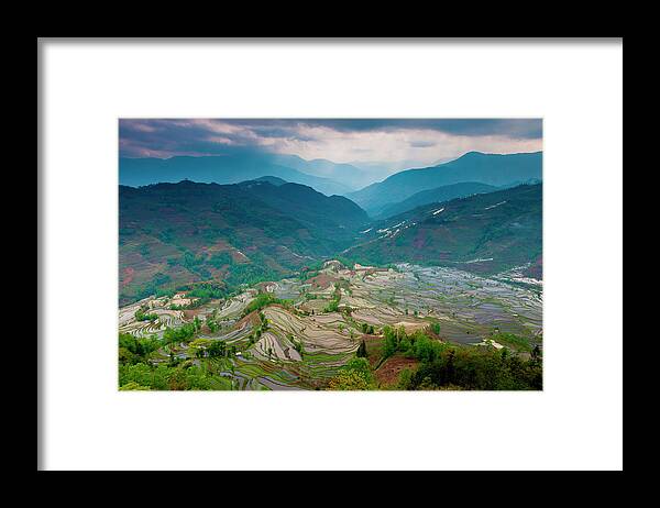 Chinese Culture Framed Print featuring the photograph Terraced Rice Paddy Fields, Yuanyang #2 by Mint Images/ Art Wolfe