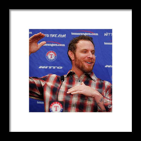 People Framed Print featuring the photograph Texas Rangers Introduce Josh Hamilton #2 by Tom Pennington