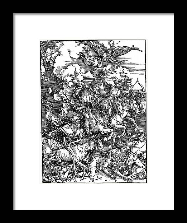 Horse Framed Print featuring the drawing The Four Horsemen Of The Apocalypse #2 by Print Collector