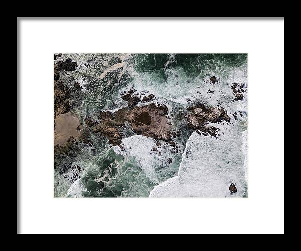Landscapeaerial Framed Print featuring the photograph The Pacific Ocean Washes #2 by Ethan Daniels