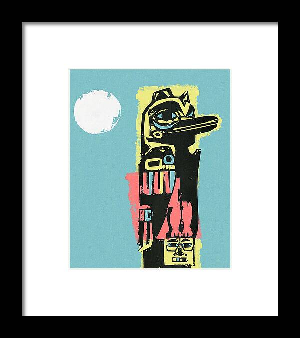 Alaska Framed Print featuring the drawing Totem Pole #2 by CSA Images
