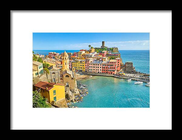 Landscape Framed Print featuring the photograph Vernazza, Cinque Terre, Liguria, Italy #2 by Jan Wlodarczyk