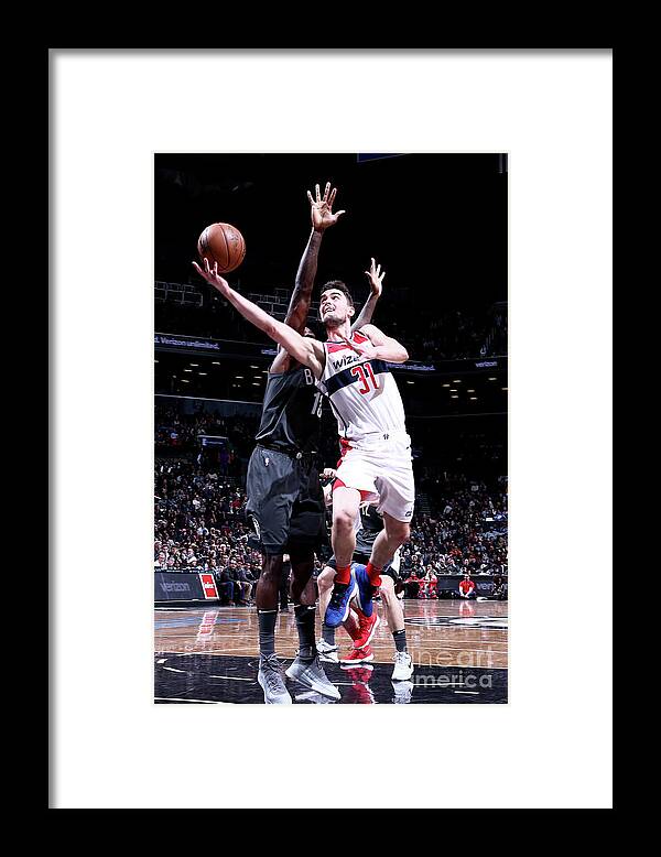 Tomas Satoransky Framed Print featuring the photograph Washington Wizards V Brooklyn Nets by Nathaniel S. Butler