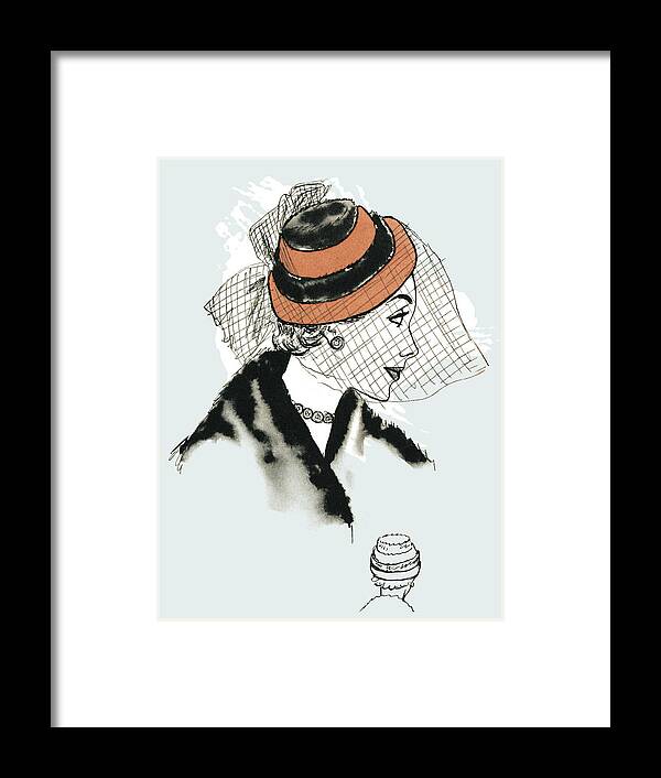 Accessories Framed Print featuring the drawing Woman in hat #2 by CSA Images