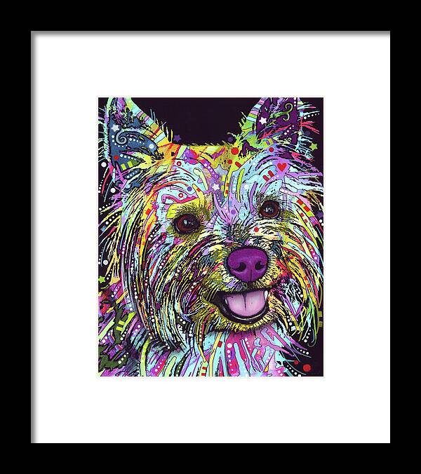 Yorkie Framed Print featuring the mixed media Yorkie #2 by Dean Russo