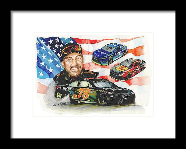 Art Framed Print featuring the painting 2017 NASCAR Champion by Simon Read