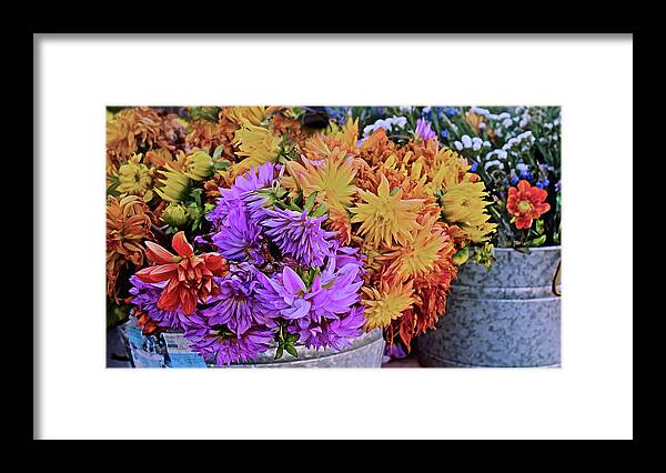 Flowers Framed Print featuring the photograph 2019 Monona Farmers' Market Late October Flowers 1 by Janis Senungetuk