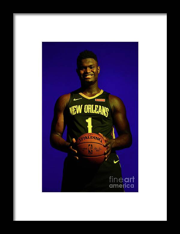 Zion Williamson Framed Print featuring the photograph 2019 Nba Rookie Photo Shoot by Jesse D. Garrabrant