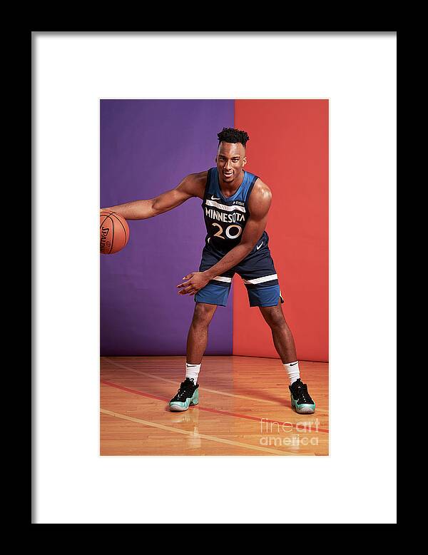 Josh Okogie Framed Print featuring the photograph 2018 Nba Rookie Photo Shoot by Jennifer Pottheiser
