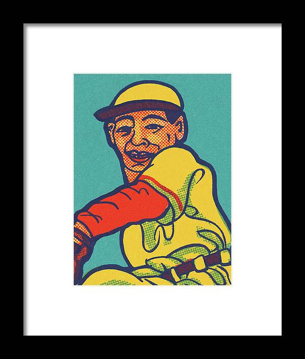 Accessories Framed Print featuring the drawing Baseball Player #23 by CSA Images