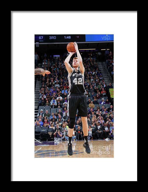 Davis Bertans Framed Print featuring the photograph San Antonio Spurs V Sacramento Kings by Rocky Widner
