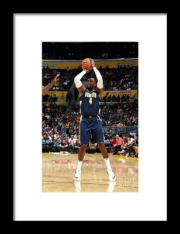 Nba Pro Basketball Framed Print featuring the photograph Denver Nuggets V Los Angeles Lakers by Andrew D. Bernstein