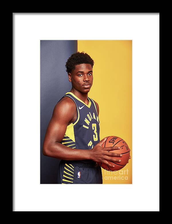 Aaron Holiday Framed Print featuring the photograph 2018 Nba Rookie Photo Shoot #267 by Jennifer Pottheiser