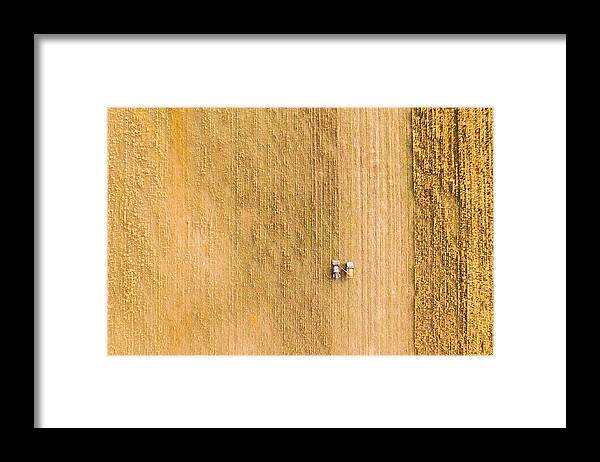 Landscapeaerial Framed Print featuring the photograph Aerial View Of Rural Landscape. Combine #3 by Ryhor Bruyeu