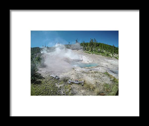 Yellow Framed Print featuring the photograph Artists Paint Pots Yellowstone wyoming #3 by Alex Grichenko