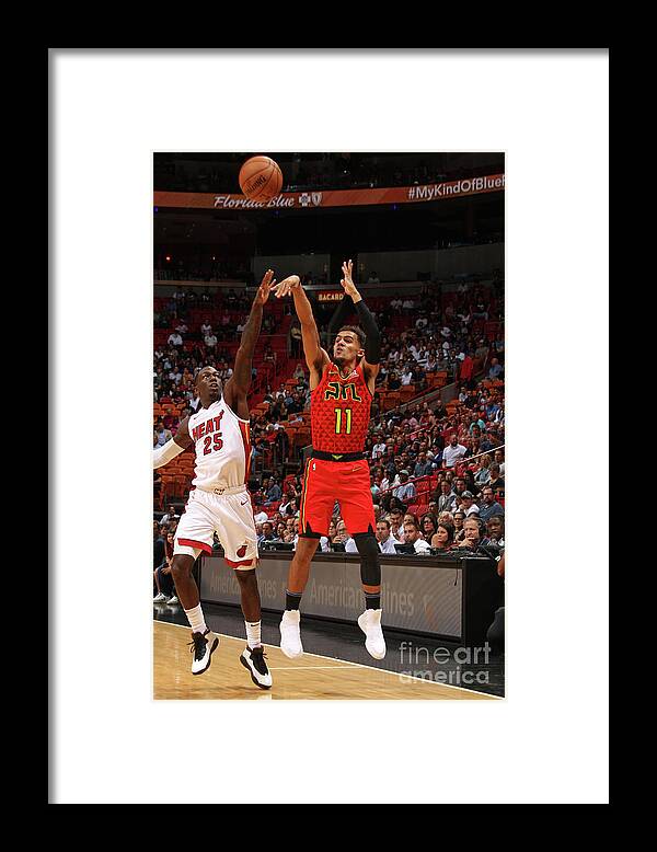 Trae Young Framed Print featuring the photograph Atlanta Hawks V Miami Heat by Oscar Baldizon