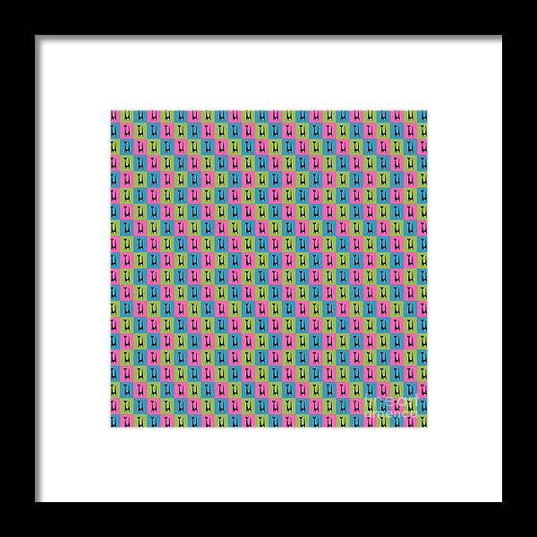 Mid Century Modern Framed Print featuring the digital art Atomic Cat 1 on Rectangles by Donna Mibus