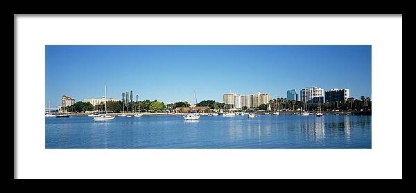 Photography Framed Print featuring the photograph Boats Anchored In The Sea, Bayfront #3 by Panoramic Images