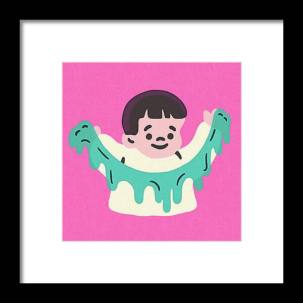 Asian Framed Print featuring the drawing Child Playing with Slime #3 by CSA Images