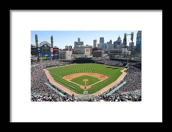 American League Baseball Framed Print featuring the photograph Cleveland Indians V Detroit Tigers #3 by John Grieshop
