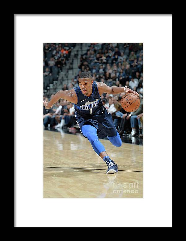 Dennis Smith Jr Framed Print featuring the photograph Dallas Mavericks V San Antonio Spurs #3 by Mark Sobhani