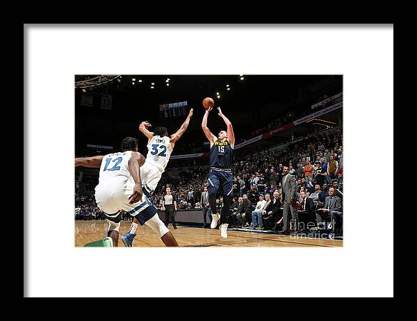 Nikola Jokic Framed Print featuring the photograph Denver Nuggets V Minnesota Timberwolves by David Sherman
