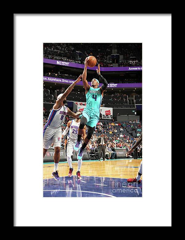 Nba Pro Basketball Framed Print featuring the photograph Detroit Pistons V Charlotte Hornets by Kent Smith