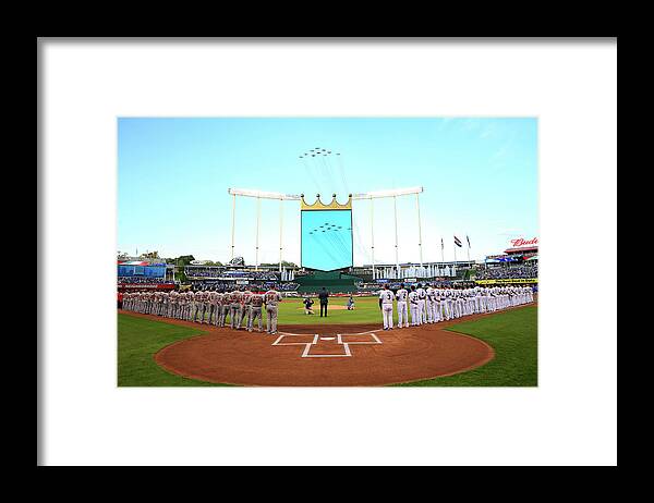 American League Baseball Framed Print featuring the photograph Division Series - Los Angeles Angels Of by Jamie Squire
