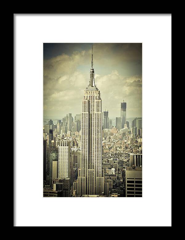 Built Structure Framed Print featuring the photograph Empire State Building And Manhattan #3 by Onfokus