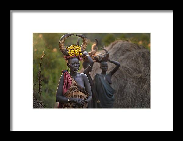  Framed Print featuring the photograph Ethiopian Mursi Tribes #3 by Sarawut Intarob