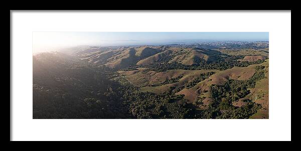 Landscapeaerial Framed Print featuring the photograph Evening Sunlight Shine On The Serene #3 by Ethan Daniels