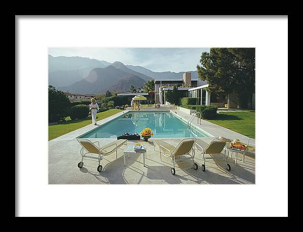 People Framed Print featuring the photograph Kaufmann Desert House by Slim Aarons