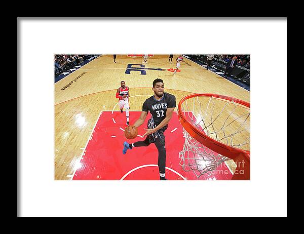 Karl-anthony Towns Framed Print featuring the photograph Minnesota Timberwolves V Washington #3 by Ned Dishman