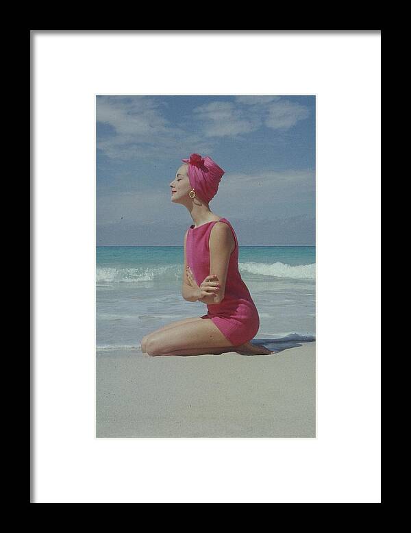 Model Framed Print featuring the photograph Model On The Beach by Gordon Parks