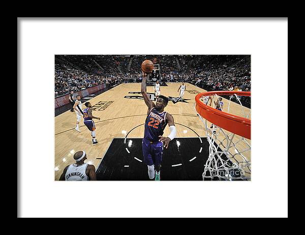 Deandre Ayton Framed Print featuring the photograph Phoenix Suns V San Antonio Spurs by Mark Sobhani
