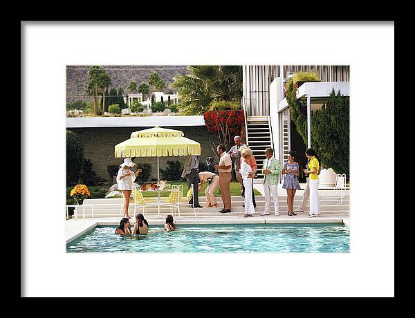 People Framed Print featuring the photograph Poolside Party by Slim Aarons