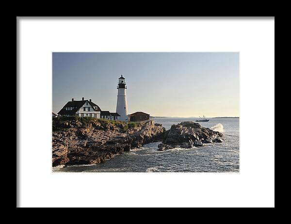 Water's Edge Framed Print featuring the photograph Portland Head Light #3 by Aimintang