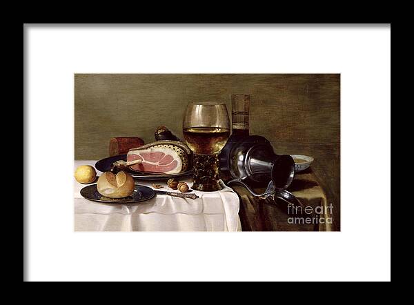 Walnut Framed Print featuring the painting Still Life With Ham by Pieter Claesz