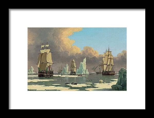 Painting Framed Print featuring the painting The Northern Whale Fishery - The Swan And Isabella #3 by Mountain Dreams