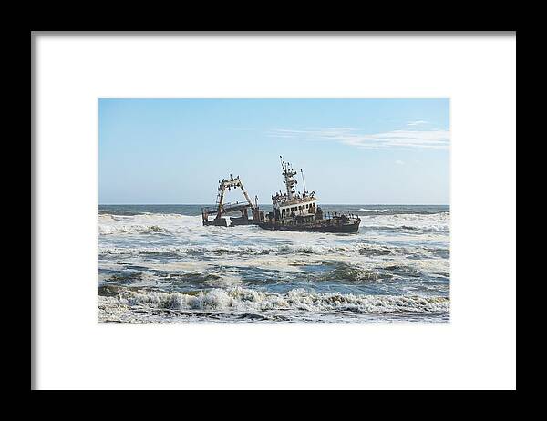 Landscape Framed Print featuring the photograph The Shipwreck In The Atlantic Ocean #3 by Ivan Kmit