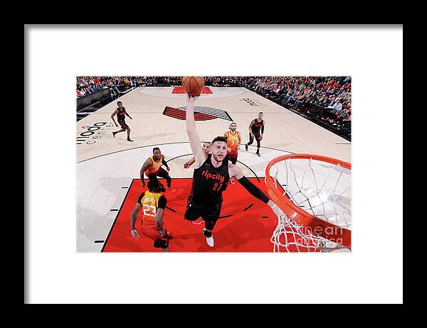 Jusuf Nurkić Framed Print featuring the photograph Utah Jazz V Portland Trail Blazers by Sam Forencich