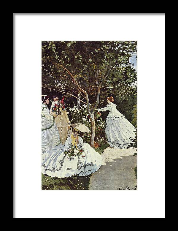 Monet Framed Print featuring the painting Women in the Garden #3 by Claude Monet