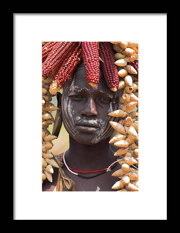 Portrait Of A Mursi Lady Framed Print featuring the photograph 312-2427 by Robert Harding Picture Library